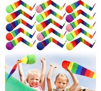 Kugliwa 15 Pcs Catch Tail Foam Balls Colorful Meteor Playground Ball Throw and Catch Ball with Rainbow Tail for School Educational Training