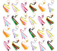 Kugliwa 24 Pack Rainbow Hand Kite Ribbon Wrist Ribbons Creative Waldorf Toy Montessori Hand Kite Toy for Kids Learning Educational Hand Toys Birthday Party
