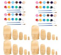 Kugliwa 4 Set Unpainted Matryoshka Plain Nesting Dolls DIY Wooden Blank Russian Nesting Dolls for Family Activities Birthday Gift DIY Craft