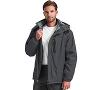 Kugnala Men's Winter Skiing Jacket Waterproof Warm Snow Fleece LiningCoat Mountain Hooded Windproof Rain Jacket S-4XL, Grey, 6XL