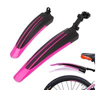 Kugooyi Bike Mudguard Set, Bicycle Fenders Front & Rear Mud Guard Portable Universal Adjustable Full Cover Thicken Widen Tires Mudflap for 20",22",24",26" MTB Mountain Road Cycling (Pink)
