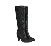 KUHAOFEU Knee High Boots for Women Chunky Block Heel Tall Booties Pointed Toe Slip On Fashion Dress Long Boots,Black,2 UK
