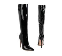 KUHAOFEU Women Sexy Pointed Toe Tall Boots Stiletto High Heel Long Boots Side Zipper Dress Shoes,Black,12 UK