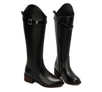 KUHAOFEU Women's Knee High Boots Wide Calf Comfortable Riding Combat Flat Boots for Fall and Winter Wear,Black,3 UK