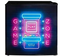 Kuhla Table Top Mini Fridge with Ice Box 45 Litre Adjustable Thermostat, Door Racks & Removable Shelf, Small Drinks Fridge Gamer Design Black KTTF0E6B-1019