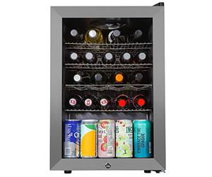 Kuhla Mini Fridge with Lock & Key 62 Litre 48 Can Drinks Beer Fridge Stainless Steel Table Top LED Light KBC2SS