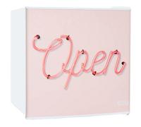 Kuhla Table Top Mini Fridge Open Pink Sign Design 45 Litre In White With Ice Box & Removable Shelf Kttf0E6W-1025