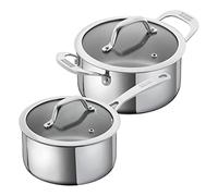 Kuhn Rikon 2-Piece Mixed Cookware Set - 1.5L/16cm Saucepan & 2.3L/18cm Casserole. Stainless Steel Uncoated Pans with Stay-Cool Handles. Oven & Dishwasher Safe Induction Pans - Allround