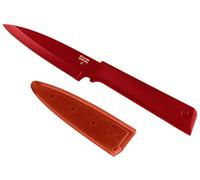 Kuhn Rikon 26601 Colori+ Non-Stick Straight Paring Knife with Safety Sheath, 19 cm, Red, 4"