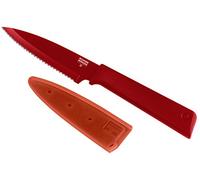 Kuhn Rikon 26621 Colori+ Non-Stick Serrated Paring Knife with Safety Sheath, 19 cm, Red