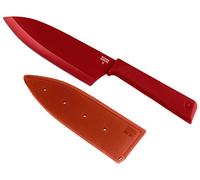 Kuhn Rikon 26671 Colori+ Non-Stick Large Santoku Knife with Safety Sheath, 27.5 cm, Red