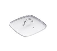 Kuhn Rikon Square Glass Lid 27 x 27cm, Stainless Steel Handle, Steam Vent, Oven Safe 220°C, Replacement Cover for Allround Grill Pan, Easy Clean