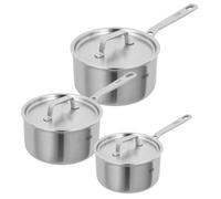 Kuhn Rikon 3-Piece Saucepan Set 16cm, 18cm & 20cm, 5-Ply Stainless Steel Pans, Oven & Dishwasher Safe Multi-Ply Saucepans with Stainless Steel Lids, Saucepans for Induction Hobs - Culinary Fiveply