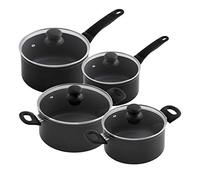 Kuhn Rikon 4-Piece Non-Stick Forged Aluminium Cookware Set, Induction Pots | 1.5L/16cm & 2.2L/18cm Saucepan and 3L/20cm & 5L/24cm Casseroles, Glass Lids, Stay-Cool Handles, Oven Safe - Easy Induction