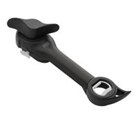 Kuhn Rikon 5-in-1 Can, Jar & Bottle Opener, Lid-Lifter Tool Gadget, Black | Self-Attaching Mechanism, Side Cutting Safety Rim, Lid Removal With Mini Pincers, Ideal for Limited Dexterity & Weak Hands