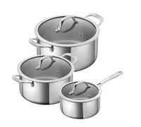 Kuhn Rikon 3-Piece Mixed Cookware Set - 3.1L/20cm & 5.4L/24cm Casseroles & 1.5L/16cm Saucepan. Stainless Steel Uncoated Pans with Stay-Cool Handles. Oven & Dishwasher Safe Induction Pans - Allround
