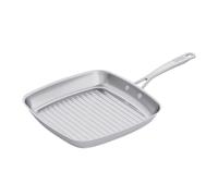 Kuhn Rikon Grill Pan 27 x 27cm, Stainless Steet Uncoated Ridged Pan with Stay-Cool Handle & Mirror Finish. Suitable for All Hobs, Including Induction & Solid Fuel. Oven & Dishwasher Safe - Allround