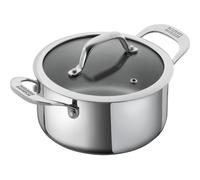 KUHN RIKON Allround Oven-Safe Induction Casserole Pot with Glass Lid, 2.3 litre/18 cm, Stainless Steel, Silver