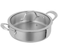 Kuhn Rikon Allround Uncoated Shallow Casserole Pot 28cm/5L Oven Safe Cooking Pan with Lid. Induction Cooking Pot. Casserole Dishes with Lids Oven Proof - Lifetime Kuhn Rikon Cookware Guarantee