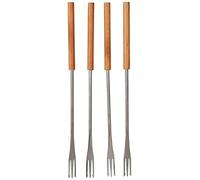 Kuhn Rikon Cherry Wood Cheese and Meat Fondue Forks, Stainless Steel, Silver/Brown, 4-Piece 32099