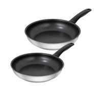 Kuhn Rikon, Set of Classic 24 and 28 cm, Heavy Duty 18/10 Stainless Steel, Non-Stick Coating: 3 Layers with Titanium Particles, The Handle Always Keeps Cold
