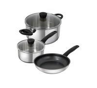 Kuhn Rikon Classic Stainless Steel 3-Piece Mixed Cookware Set - 16cm Saucepan, 20cm Casserole Pot & 24cm Non-Stick Frying Pan in Silver Kuhn Rikon Silver