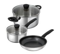 Kuhn Rikon, Set of Classic 24 and 28 cm, Heavy Duty 18/10 Stainless Steel, Non-Stick Coating: 3 Layers with Titanium Particles, The Handle Always Keeps Cold
