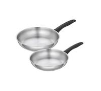 Kuhn Rikon Classic Stainless Steel Uncoated Frying Pan, Set Of 2, 24Cm & 28Cm
