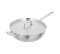 Kuhn Rikon Culinary Fiveply 24cm Uncoated Wok Pan With Lid And Long Helper Handles