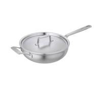 Kuhn Rikon Culinary Fiveply Oven Proof & Dishwasher Safe Uncoated Stainless Steel & Aluminium Chef's Pan with Stay-Cool Long & Helper Handles & Lid. Induction Safe Pan (28cm)