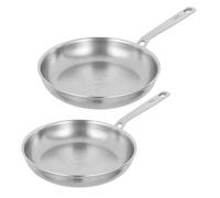 Kuhn Rikon Culinary Fiveply Oven Proof Uncoated Stainless Steel & Aluminium Frying Pan with Welded Stay-Cool Handle. Induction Safe Pan. Dishwasher Safe Cookware (Set of 2-24cm & 28cm)