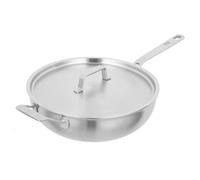 Kuhn Rikon Culinary Fiveply Oven Proof Uncoated Stainless Steel & Aluminium Wok with Long Handle, Helper Handle & Lid, 28cm. Induction Chef’s Pan. Dishwasher Safe Cookware Guarantee