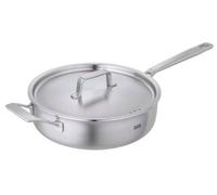 Kuhn Rikon Culinary Fiveply 24cm Uncoated Saute Pan With Lid With Long Helper Handles