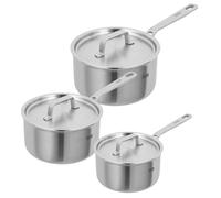 Kuhn Rikon Culinary Fiveply 3-Piece Saucepan Set, 16cm, 18cm & 20cm Oven Safe Stainless Steel Pans & Lids. Dishwasher Safe Cooking Pot. Saucepans for Induction Hobs - Kuhn Rikon Cookware Guarantee