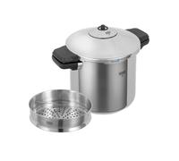Kuhn Rikon Pressure Cooker Duromatic Inox 5L/22cm Food Steamer with Side Grips + Steamer Insert. Multi Cooker Hotpot with Auto Lock Lid. Stainless Steel Pot - 10 Year Kuhn Rikon Cookware Guarantee