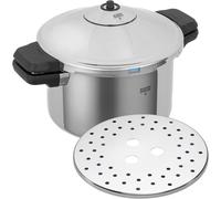 Kuhn Rikon Pressure Cooker Duromatic Inox 5L/22cm Food Steamer with Side Grips. Multi Cooker Hotpot with Auto Lock Lid. Stainless Steel Pot. Instant Cook Pot - 10 Year Kuhn Rikon Cookware Guarantee
