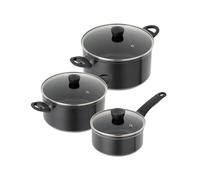 Kuhn Rikon Easy Induction Aluminium 3-Piece Mixed Cookware Set - 16cm Saucepan & 20cm/24cm Casserole Pot in Black Kuhn Rikon Black