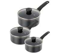 Kuhn Rikon 3-Piece Saucepans Set, PFOA-Free Non-Stick Pans with Glass Lids | 1.5L/16cm, 2L/18cm & 3L/20cm Pots, Forged Aluminium, Stay-Cool Handles, Induction, Oven & Dishwasher Safe - Easy Induction