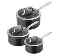 KUHN RIKON Easy Pro 3-Piece Non-Stick Saucepan Set, 16 cm, 18 cm and 20 cm, Aluminium,Silver