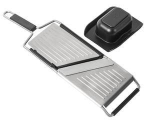 KUHN RIKON Essential Mandolin, Stainless Steel, Sharp Blade, Infinitely Adjustable up to 0.5 cm, Silver