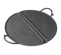 Kuhn Rikon Foldable Silicone Splatter Guard for Frying Pans up to 30cm, Food-Grade Non-Stick Splash Guard and Strainer with Locking Handles, Microwave Freezer and Oven Safe to 230°C, Grey