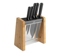 Kuhn Rikon Iced Bamboo Knife Block 6pc Set (paring, Utility, Chef's 20cm, Santoku, Bread Knife, Block)