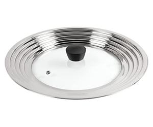 Kuhn Rikon, Multi-Purpose Glass and Stainless Steel lid That fits Any Pot or pan with a Diameter of 24 to 30 cm, has a viewer to View The Food, The knob Always Stays Cold