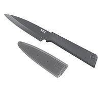 Kuhn Rikon Colori+ Non-Stick Straight Paring Knife with Safety Sheath, 19 cm, Grey