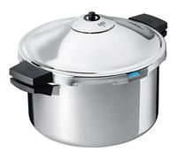 Kuhn Rikon Pressure Cooker Duromatic Hotel 8L/28cm Food Steamer with Side Grips. Multi Cooker Hotpot, Auto Lock Lid. Stainless Steel Pot. Instant Cook Pot - 10 Year Kuhn Rikon Cookware Guarantee
