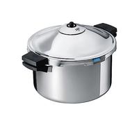 Kuhn Rikon Pressure Cooker Duromatic Hotel 8L/28cm Food Steamer with Side Grips. Multi Cooker Hotpot, Auto Lock Lid. Stainless Steel Pot. Instant Cook Pot - 10 Year Kuhn Rikon Cookware Guarantee