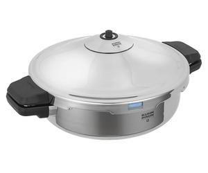 Kuhn Rikon Pressure Cooker Frying Pan 5L/28cm, Stainless Steel Cook Pot | Food Steamer, Auto Lock Lid, Side Grips, Multi Cooker Hotpot, Instant Cook Pot, Swiss Made - Duromatic Hotel