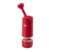 Kuhn Rikon Ratchet Grinder, Ceramic Spice Mill for Salt Pepper and Dried Herbs, Adjustable Coarse to Fine, Easy Refill, Ergonomic One Hand Spice Grinder, Seasoning Mill, Red