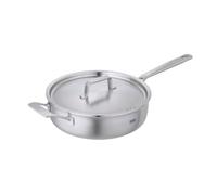 Kuhn Rikon Saute Pan 28cm 5-Ply Uncoated Stainless Steel & Aluminium, Oven & Dishwasher Safe Multi-Ply Saute Pan with Stay-Cool Long & Helper Handles & Lid, Induction Safe Pan - Culinary Fiveply