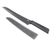 Kuhn Rikon Serrated Bread Knife for Baguettes and Tomatoes, Japanese Stainless Steel Blade with Non-Stick Coating, Secure Grip Non-Slip Handle, Finger Guard and Safety Sheath, Grey - Colori+